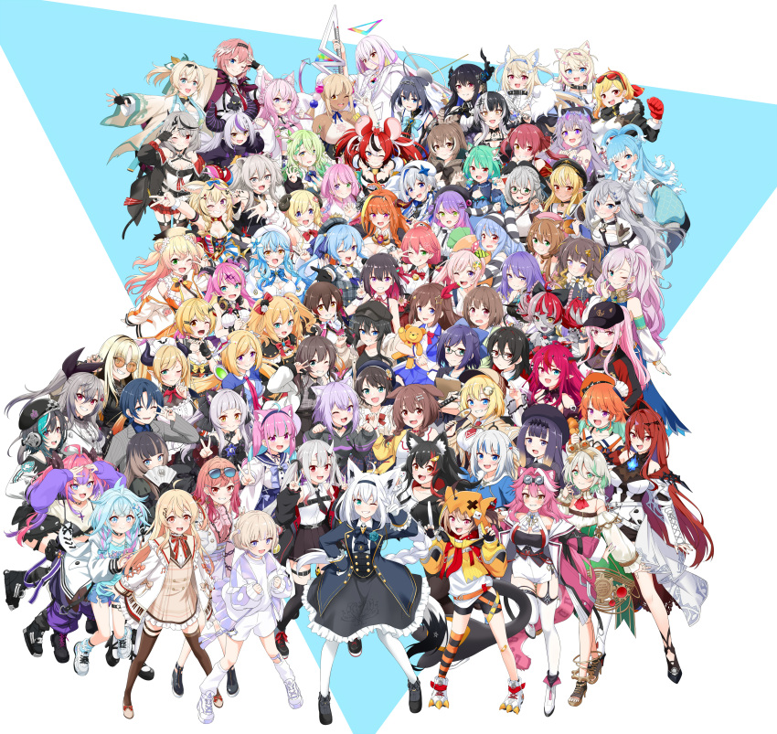 0th_generation_(hololive) 1other 1st_generation_(hololive) 2nd_generation_(hololive) 6+girls :d ;d \m/ a-chan_(hololive) absolutely_everyone absurdres ahoge airani_iofifteen airani_iofifteen_(1st_costume) akai_haato akai_haato_(gothic_lolita) aki_rosenthal aki_rosenthal_(1st_costume) alternate_costume alternate_hairstyle amane_kanata amane_kanata_(work) animal_collar animal_ear_fluff animal_ears ankimo_(tokino_sora) anya_melfissa anya_melfissa_(1st_costume) aqua_eyes area_15 ascot ayunda_risu ayunda_risu_(1st_costume) azki_(3rd_costume)_(hololive) azki_(hololive) bat_hair_ornament bell bellezza_felutia belt beret black_belt black_bow black_bowtie black_bustier black_capelet black_choker black_corset black_dress black_flower black_gloves black_hair black_hairband black_hat black_hoodie black_jacket black_necktie black_ribbon black_rose black_shirt black_thighhighs blonde_hair blue_ascot blue_belt blue_bow blue_bowtie blue_choker blue_eyes blue_hair blue_hairband blue_hoodie blue_jacket blue_ribbon blue_sailor_collar blue_skirt blue_vest blush bob_cut bodice bone_hair_ornament bow bowtie braid braided_ponytail breasts brooch brown_hair brown_thighhighs bustier buttons capelet cat_ears cat_girl cat_hair_ornament cecilia_immergreen cecilia_immergreen_(1st_costume) center-flap_bangs center_frills ceres_fauna chest_belt choker cleavage clenched_hands closed_mouth clothing_cutout collar collared_shirt colored_inner_animal_ears commentary corset criss-cross_halter cropped_shirt cropped_vest cross-laced_clothes crown demon_horns detached_collar detached_hair detached_sleeves diamond_hair_ornament dog_ears double-breasted double-parted_bangs double_bun dragon_horns dress dress_shirt elizabeth_rose_bloodflame elizabeth_rose_bloodflame_(1st_costume) english_commentary enma-chan everyone eyewear_on_head fang fanged_bangs felutiahime fingerless_gloves flipped_hair flower fox_ears fox_shadow_puppet fox_tail frilled_capelet frilled_choker frilled_dress frilled_ribbon frilled_sailor_collar frilled_skirt frilled_sleeves frills full_body fur-trimmed_jacket fur_trim fuwawa_abyssgard fuwawa_abyssgard_(1st_costume) gawr_gura gawr_gura_(1st_costume) gigi_murin gigi_murin_(1st_costume) glasses gloves gothic_lolita gradient_eyes gradient_hair green_eyes green_hair grey_hair grey_hat grey_jacket grey_shirt grey_skirt grin hair_between_eyes hair_bow hair_bun hair_flaps hair_ornament hair_ribbon hairband hairclip hakos_baelz hakui_koyori hakui_koyori_(1st_costume) halo halter_shirt halterneck harusaki_nodoka hat headgear heart heart_hair_ornament heterochromia highres himemori_luna himemori_luna_(new_year) hiodoshi_ao hiodoshi_ao_(1st_costume) holding holding_magnifying_glass holoadvent holocouncil holofive holoforce holoh3roes holojustice hololive hololive_dev_is hololive_english hololive_fantasy hololive_idol_uniform_(origin) hololive_indonesia holomyth holoro holox hood hooded_jacket hoodie horns hoshimachi_suisei hoshimachi_suisei_(1st_costume) houshou_marine houshou_marine_(1st_costume) huge_breasts ichijou_ririka ichijou_ririka_(1st_costume) idol_clothes inugami_korone inugami_korone_(1st_costume) isaki_riona jacket jewelry jingle_bell juliet_sleeves juufuutei_raden kaela_kovalskia kaela_kovalskia_(1st_costume) kazama_iroha kazama_iroha_(1st_costume) kikirara_vivi kiryu_coco kobo_kanaeru kobo_kanaeru_(1st_costume) koganei_niko koseki_bijou koseki_bijou_(1st_costume) kureiji_ollie kureiji_ollie_(1st_costume) la+_darknesss la+_darknesss_(1st_costume) large_breasts layered_dress layered_skirt lolita_fashion long_hair long_sleeves low_twintails magnifying_glass mano_aloe medium_hair minato_aqua minato_aqua_(sailor) mini_crown miniskirt mizumiya_su mococo_abyssgard mococo_abyssgard_(1st_costume) momosuzu_nene momosuzu_nene_(1st_costume) moona_hoshinova moona_hoshinova_(1st_costume) mori_calliope mori_calliope_(streetwear) multicolored_eyes multicolored_hair multicolored_hoodie multiple_girls murasaki_shion murasaki_shion_(gothic_lolita) nail_polish nakiri_ayame nakiri_ayame_(streetwear) natsuiro_matsuri natsuiro_matsuri_(casual) neck_bell neck_ribbon necktie nekomata_okayu nekomata_okayu_(1st_costume) nerissa_ravencroft nerissa_ravencroft_(1st_costume) ninomae_ina'nis ninomae_ina'nis_(casual) off_shoulder official_alternate_costume official_alternate_hairstyle omaru_polka omaru_polka_(1st_costume) omega_alpha one_eye_closed ookami_mio ookami_mio_(casual) oozora_subaru oozora_subaru_(casual) open_clothes open_jacket open_mouth orange_eyes orange_hair original otonose_kanade otonose_kanade_(1st_costume) ouro_kronii over-kneehighs pantyhose parted_bangs pavolia_reine pavolia_reine_(1st_costume) paw_pose pentagram pink_dress pink_eyes pink_hair pink_sash plaid_clothes plaid_jacket plaid_shirt pleated_skirt prison_clothes puffy_sleeves purple_eyes purple_hair rabbit_ears raora_panthera raora_panthera_(1st_costume) red_bow red_bowtie red_choker red_eyes red_gloves red_hair red_necktie red_ribbon red_skirt regloss_(hololive) ribbon ribbon_choker rindo_chihaya roboco-san rose sailor_collar sailor_shirt sakamata_chloe sakamata_chloe_(1st_costume) sakura_miko sakura_miko_(casual) sash school_uniform serafuku shiori_novella shiori_novella_(1st_costume) shirakami_fubuki shirakami_fubuki_(aristocrat_kei) shiranui_flare shiranui_flare_(street) shirogane_noel shirogane_noel_(casual) shirt shishiro_botan shishiro_botan_(1st_costume) short_dress short_eyebrows short_hair short_sleeves shoulder_cutout side_ponytail sidelocks skin_fang skirt skirt_set sleeve_garter sleeveless sleeveless_dress sleeveless_shirt sleeves_past_wrists smile spiked_hair split-color_hair standing star_(symbol) star_brooch star_choker star_hair_ornament star_in_eye streaked_hair striped_clothes striped_headwear swept_bangs sword symbol_in_eye tail takanashi_kiara takanashi_kiara_(1st_costume) takane_lui takane_lui_(1st_costume) teeth thigh_strap thighhighs three-quarter_sleeves todoroki_hajime todoroki_hajime_(1st_costume) tokino_sora tokino_sora_(1st_costume) tokoyami_towa tokoyami_towa_(jirai_kei) triangle tsukumo_sana tsunomaki_watame tsunomaki_watame_(1st_costume) twin_braids twintails two-tone_hair two_side_up underbust uruha_rushia uruha_rushia_(1st_costume) usada_pekora usada_pekora_(prisoner) v very_long_hair vest vestia_zeta vestia_zeta_(1st_costume) virtual_youtuber waist_bow waist_cape watson_amelia watson_amelia_(1st_costume) weapon white_bow white_collar white_dress white_flower white_gloves white_hair white_jacket white_pantyhose white_rose white_shirt white_skirt white_wrist_cuffs wide_sleeves wolf_ears wolf_girl wolf_tail wrist_cuffs x_hair_ornament yellow_bow yellow_eyes yellow_jacket yozora_mel yozora_mel_(2nd_costume) yukihana_lamy yukihana_lamy_(1st_costume) yuzuki_choco yuzuki_choco_(nurse)