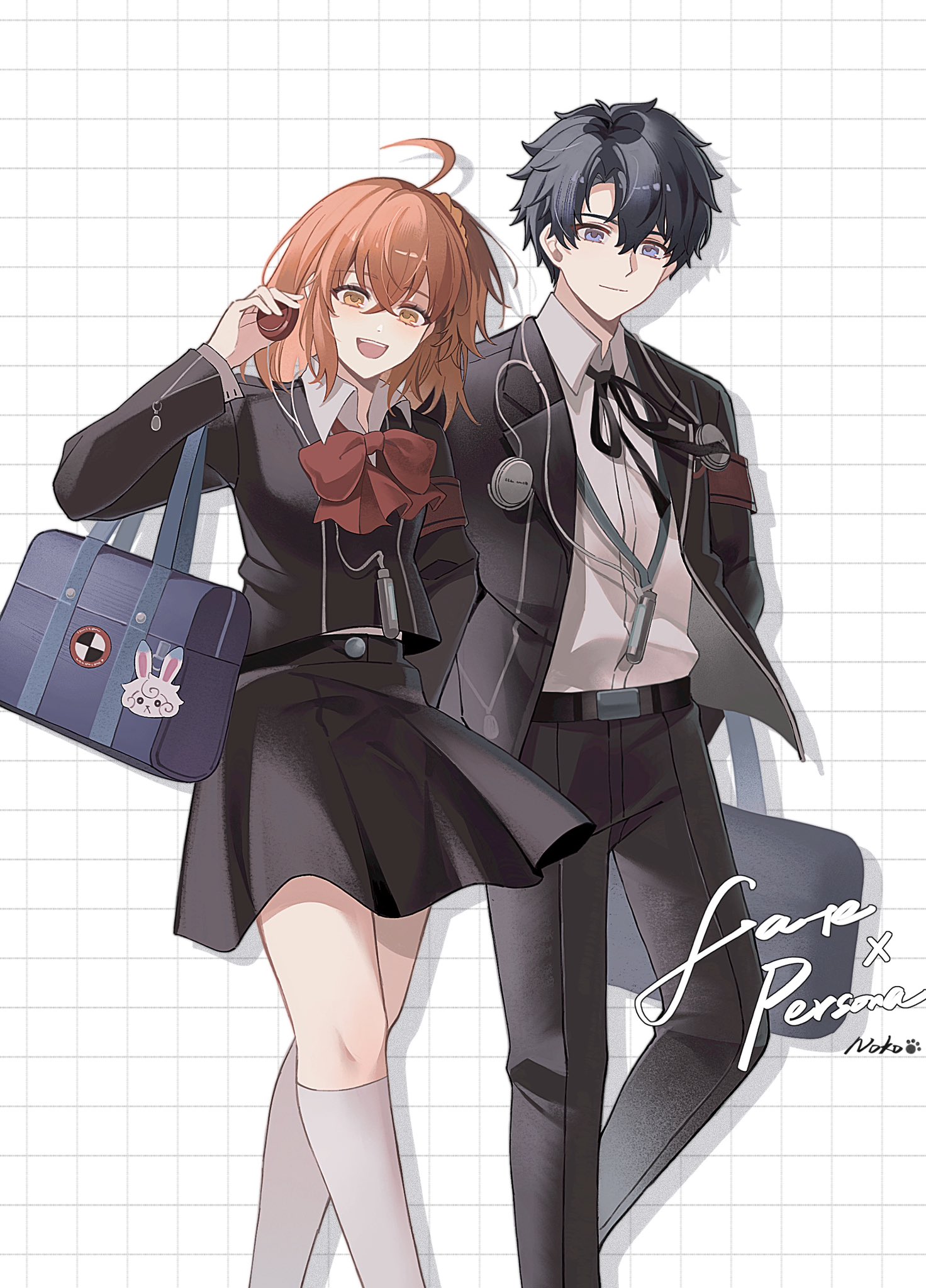 Persona X Ritsuka The Big ImageBoard (TBIB) - 1boy 1girl black hair black jacket black ...