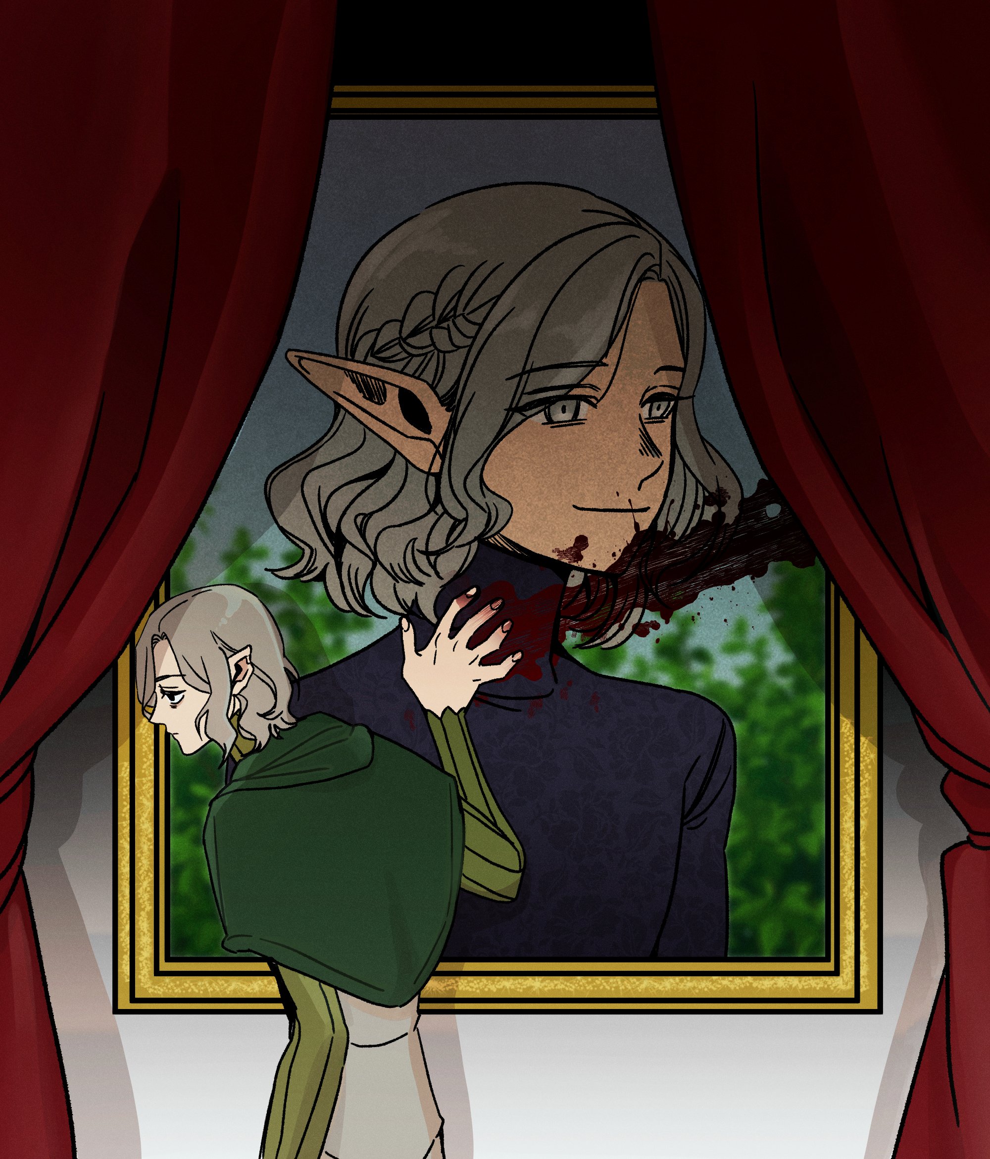 Mithrun Elf The Big ImageBoard (TBIB) - 1boy bags under eyes black eyes blood blood ...