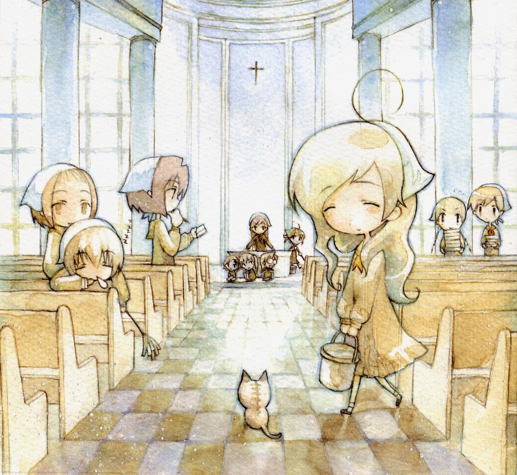 The Big ImageBoard (TBIB) - 6+girls ^^^ ahoge animal bench blonde hair ...