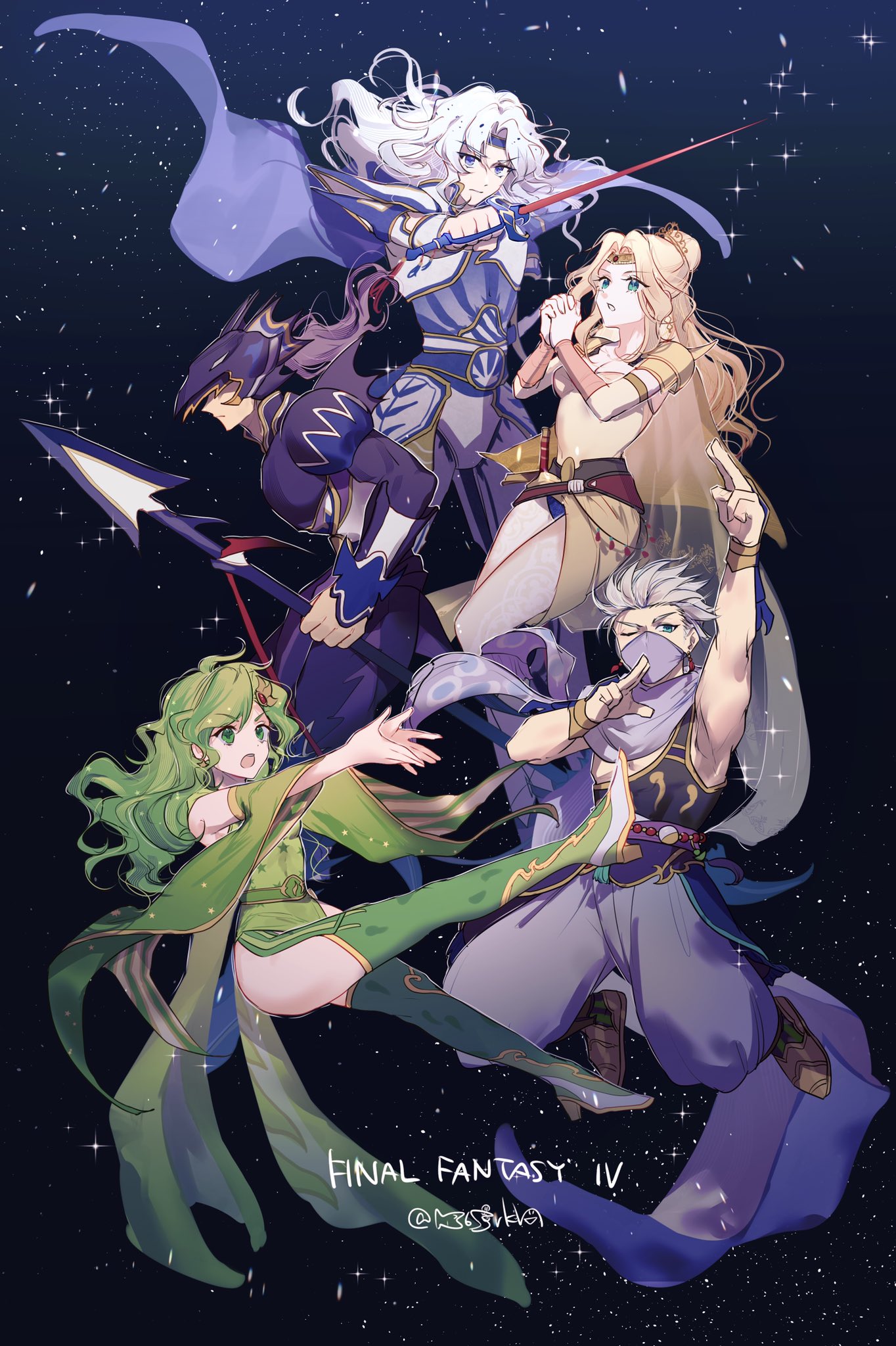 Ff4 Ridia The Big ImageBoard (TBIB) - 2girls 3boys armor blonde hair cain ...