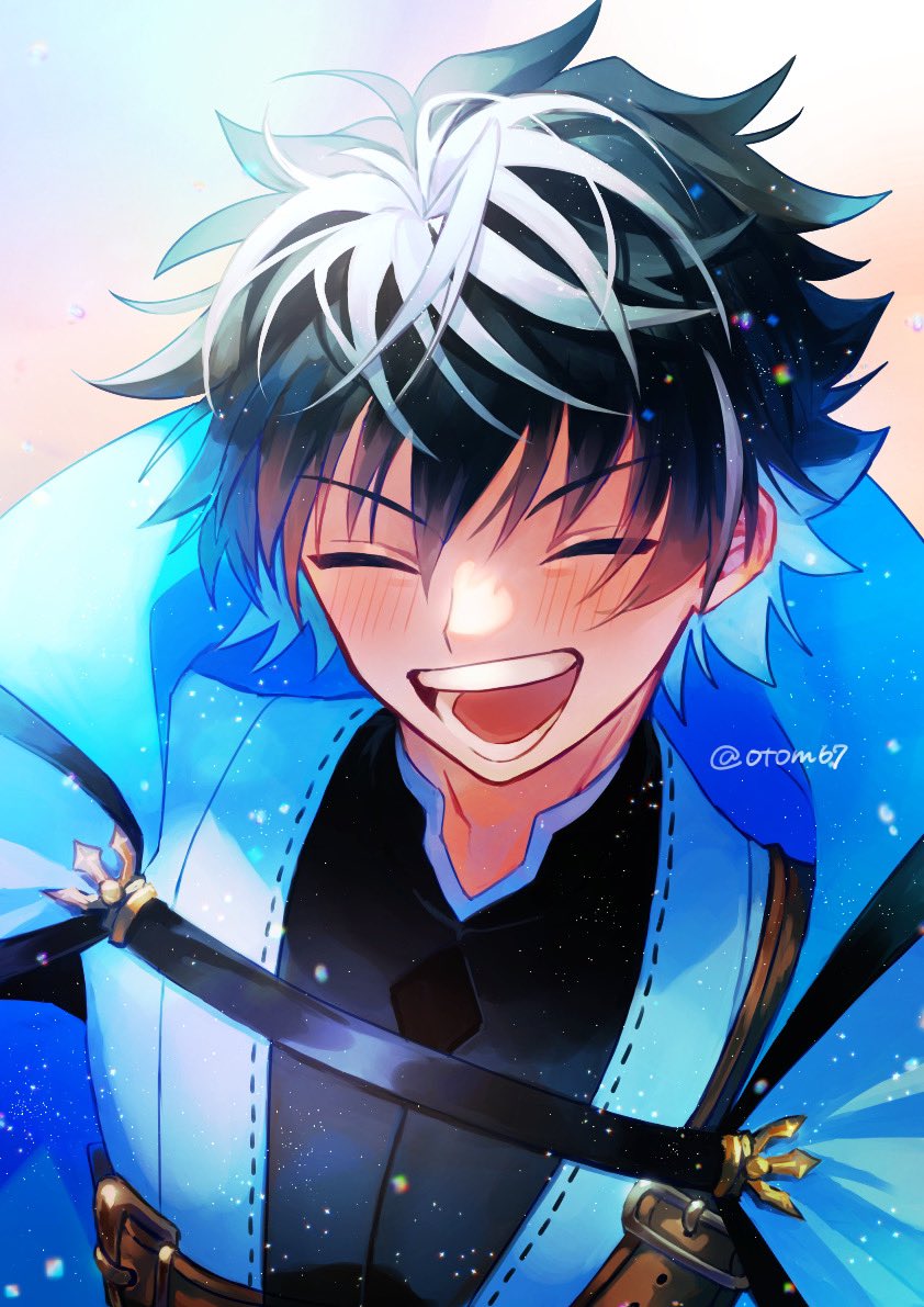 The Big ImageBoard (TBIB) - 1boy ^ ^ ^o^ armor bangs black hair blush ...