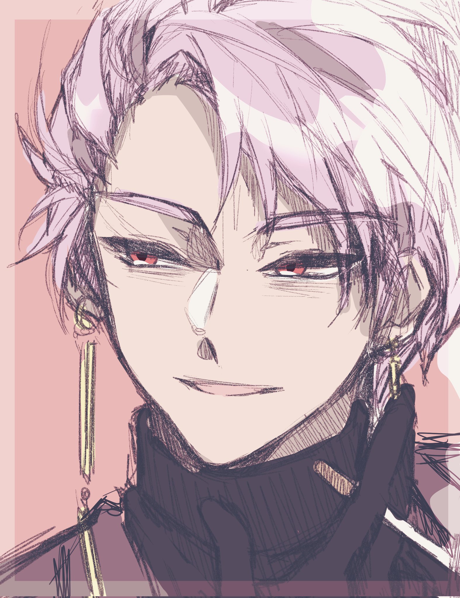 The Big ImageBoard (TBIB) - 1boy black gloves black sweater border ...