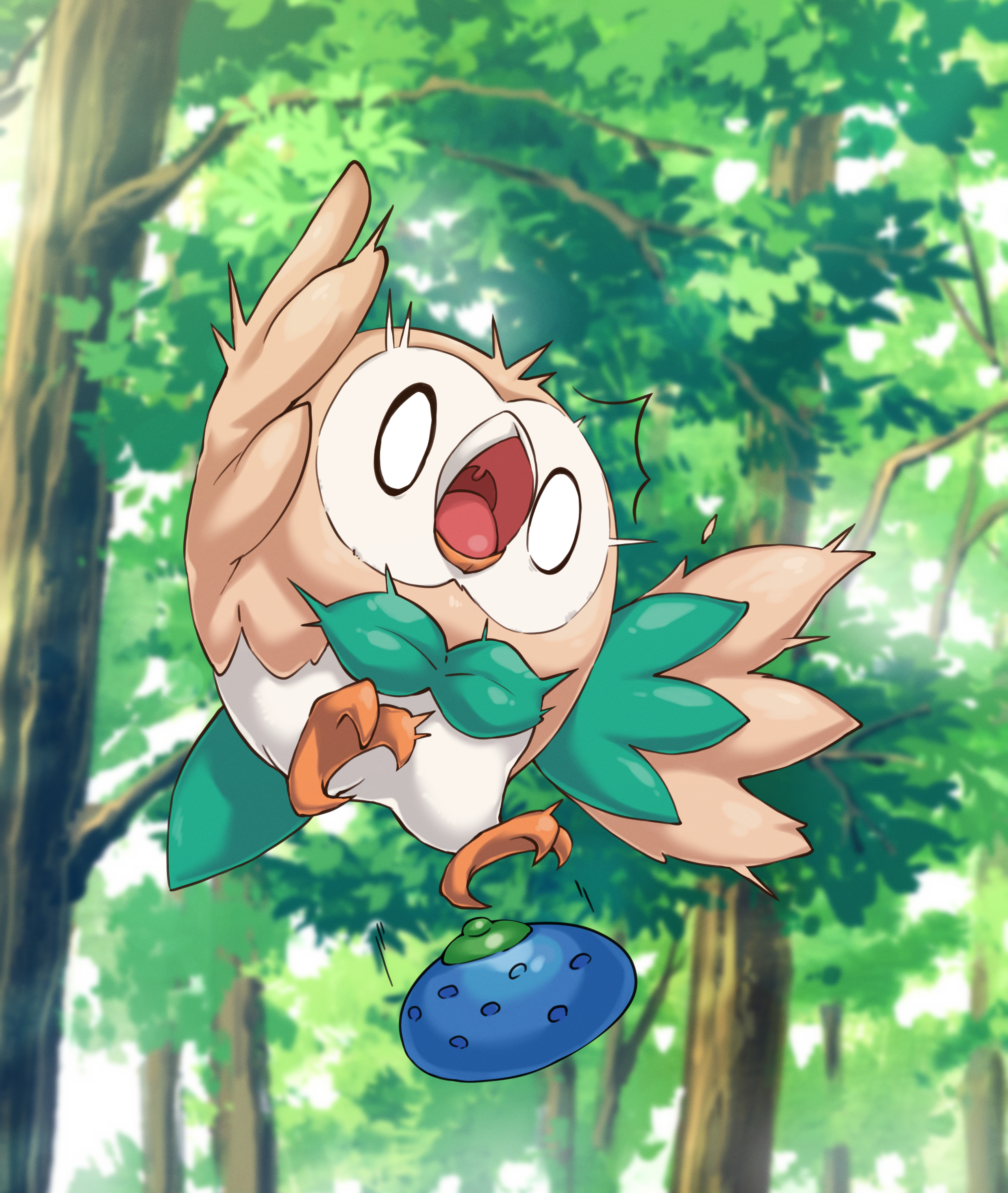 Rowlet Tree The Big ImageBoard (TBIB) - 0 0 ^^^ absurdres animal focus berry ...