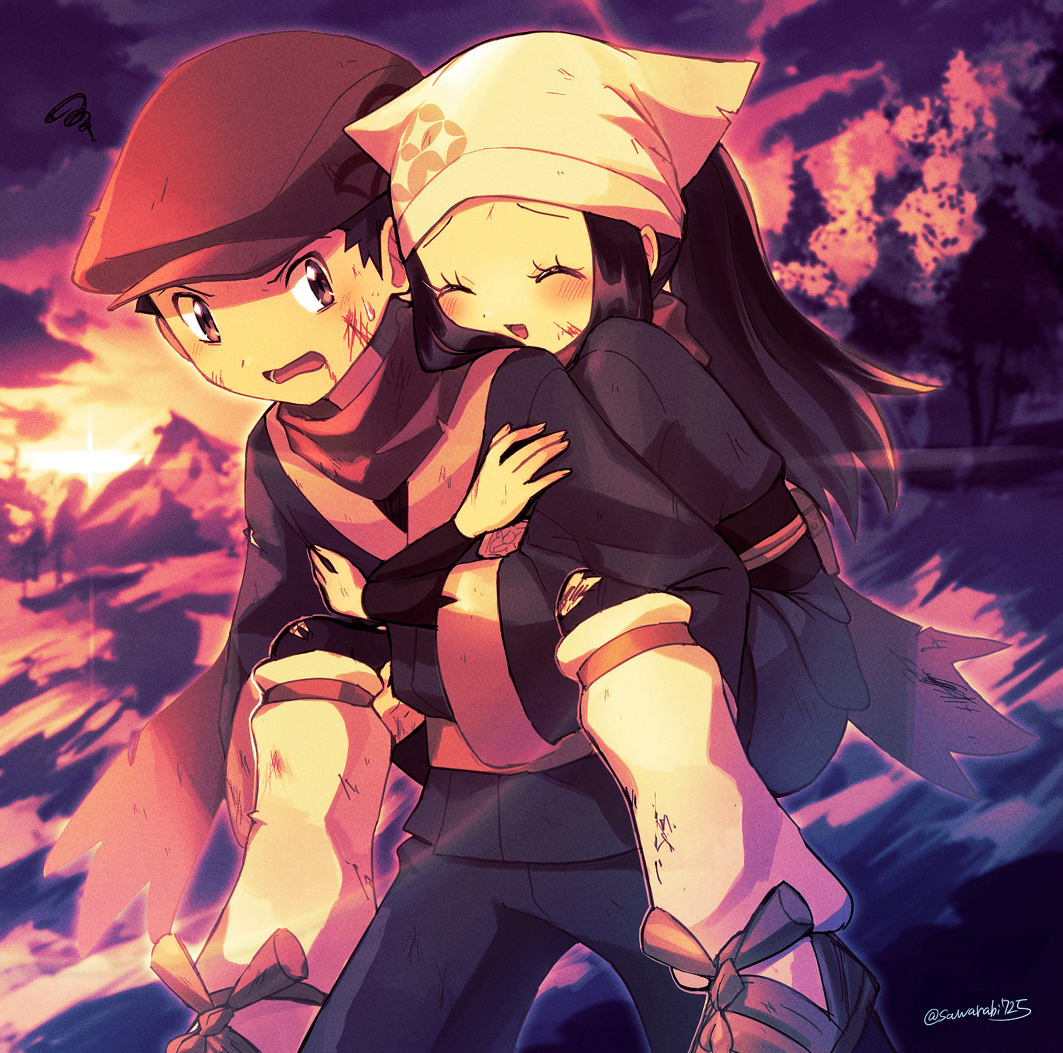 Pokemon Injury The Big ImageBoard (TBIB) - 1boy 1girl :d akari (pokemon) blue kimono ...
