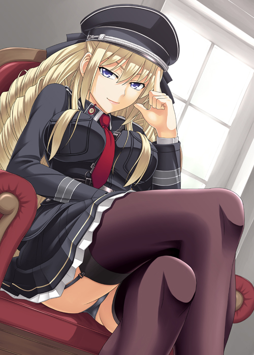 Blonde outdoor anime uniform
