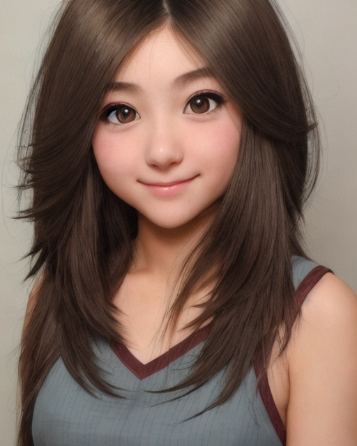The Big Imageboard Tbib 1girl Ai Generated Breasts Brown Hair Light Smile Long Hair Medium