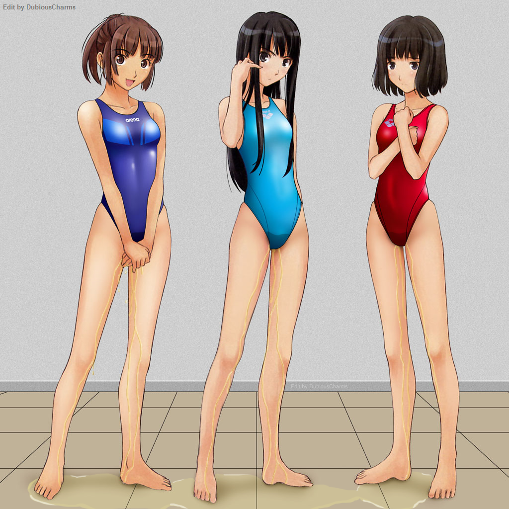 omorashi one-piece_swimsuit peeing red_school_swimsuit sakino_asuka shijyo_...