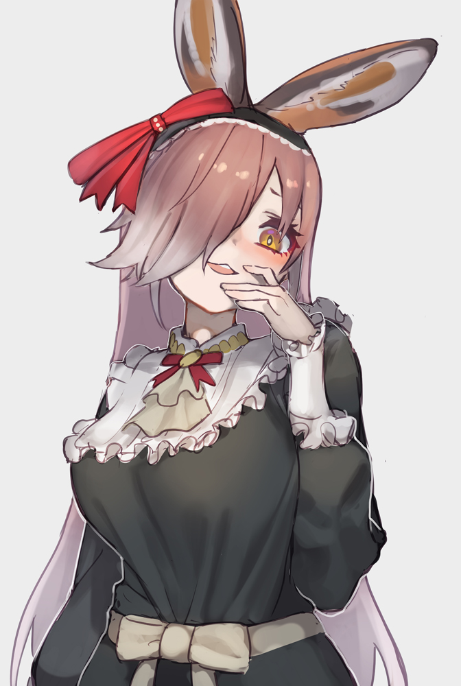The Big ImageBoard (TBIB) - 1girl animal ears black dress blush bow ...
