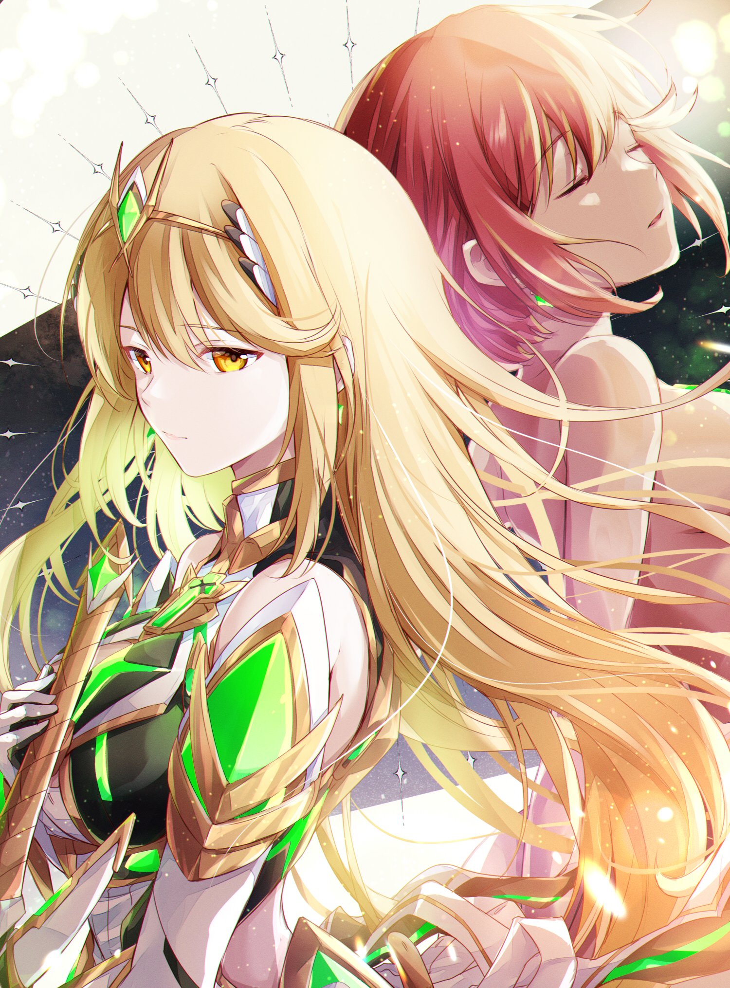 The Big ImageBoard (TBIB) - 2girls aegis sword (xenoblade) bare ...