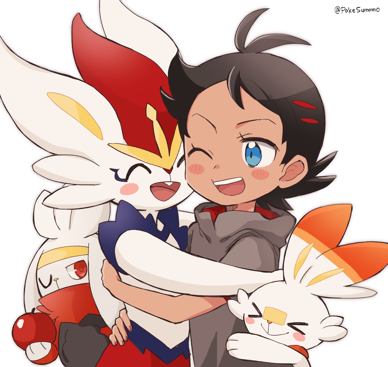 The Big ImageBoard (TBIB) - 1boy :d affectionate apple black hair blue ...
