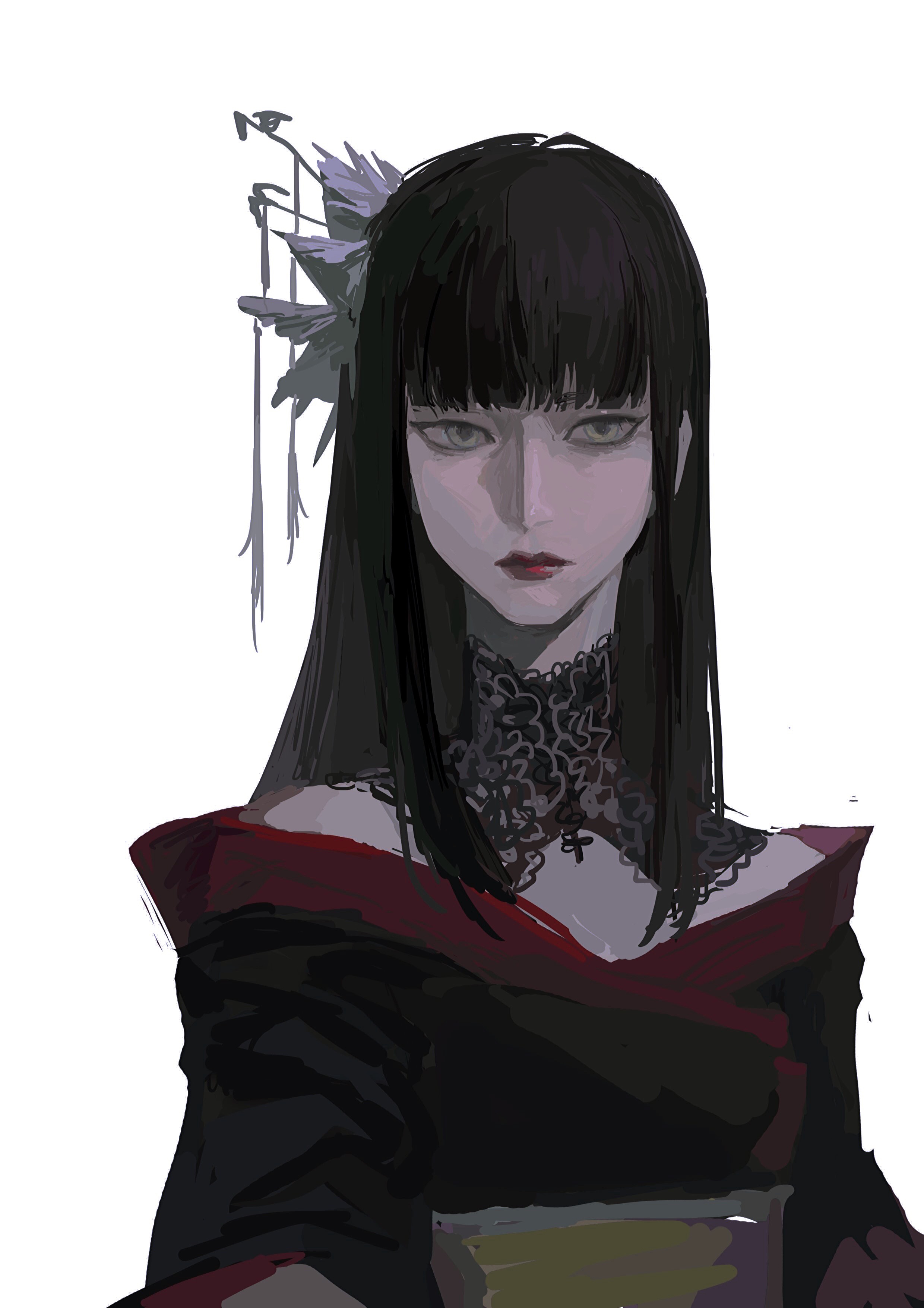 The Big ImageBoard (TBIB) - 1girl absurdres black collar black hair ...