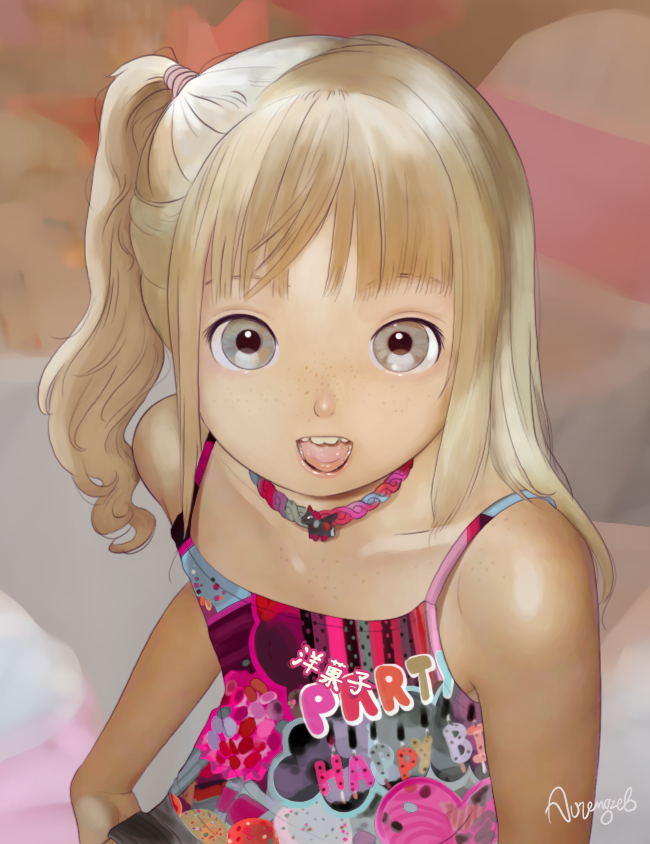 The Big Imageboard Tbib 1girl Blonde Hair Choker Dress Flat Chest Grey Eyes Long Hair 