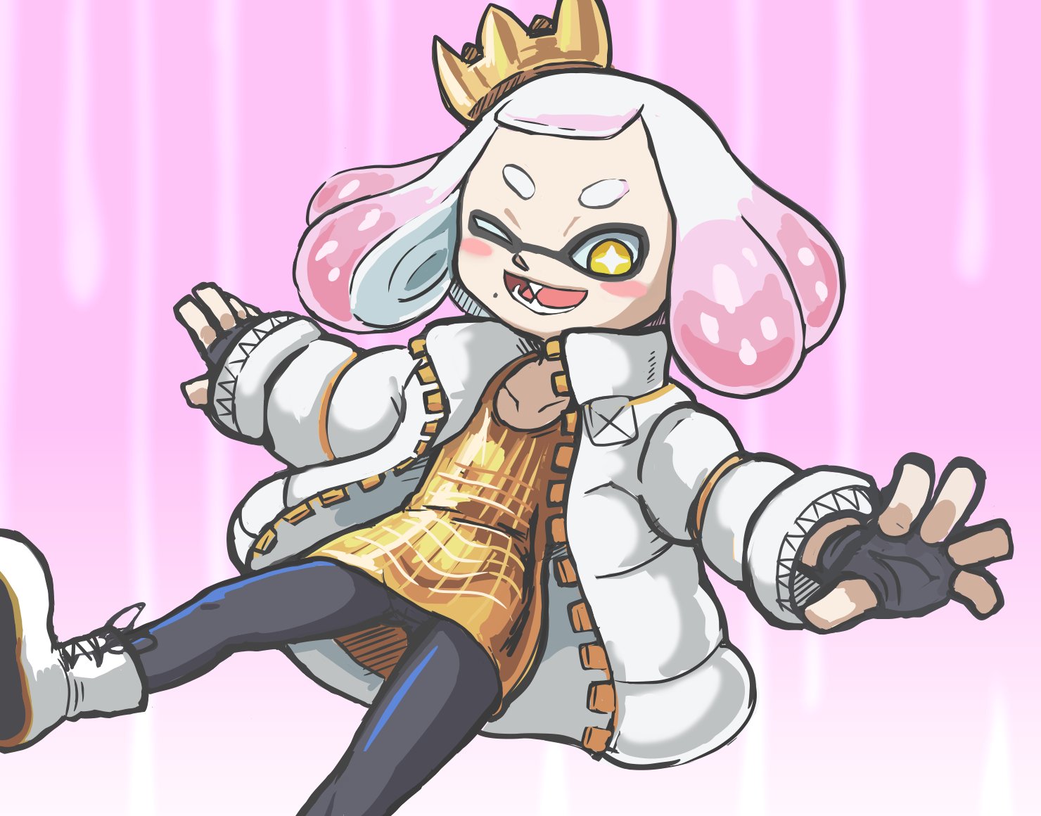 Side Order Inklings The Big ImageBoard (TBIB) - crown falling inkling looking at viewer ...
