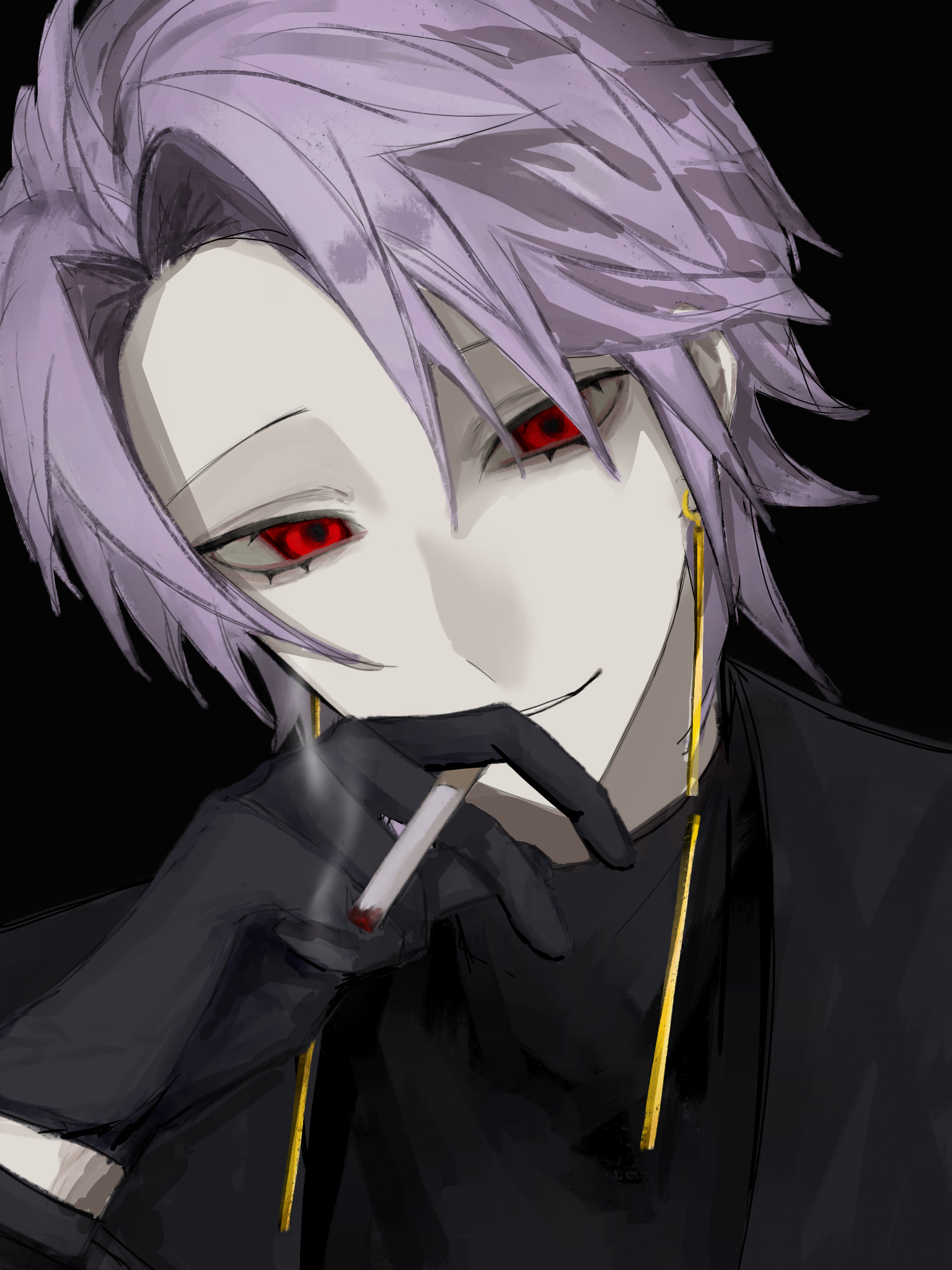 The Big ImageBoard (TBIB) - 1boy black background black gloves black ...