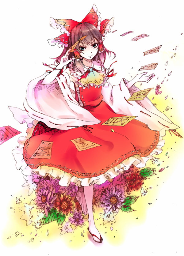 The Big Imageboard Tbib Bad Id Bad Pixiv Id Bow Colorized Detached Sleeves Flower Hair Bow