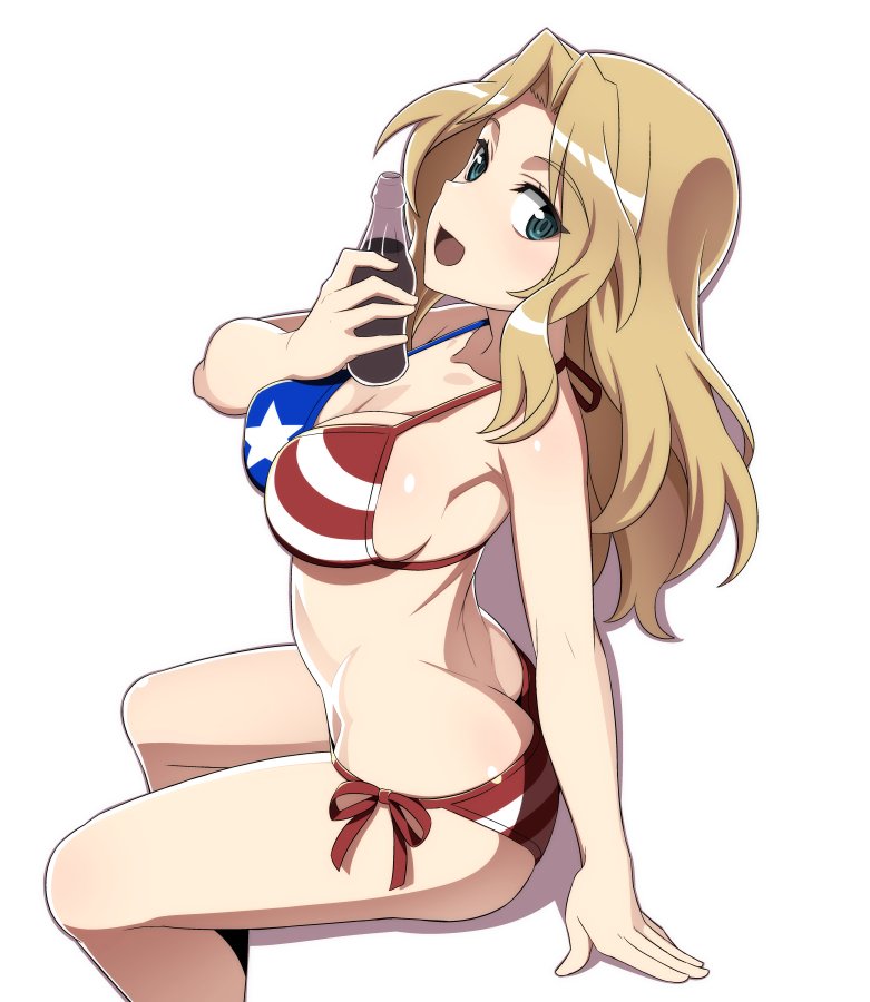 The Big Imageboard Tbib 1girl American Flag Bikini Arm