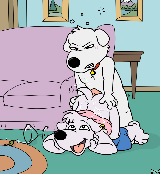alcohol awesome_face bent_over blush brian_griffin canine cum cum_on_back d...