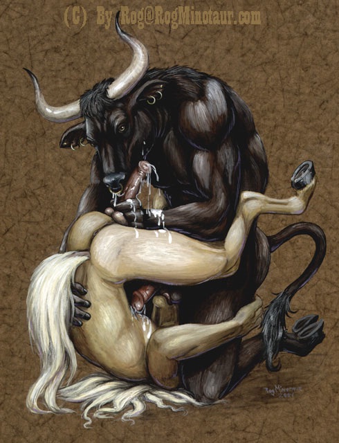 69 balls black bovine bull cum ear_piercing equine eyes_open gay hooves hor...