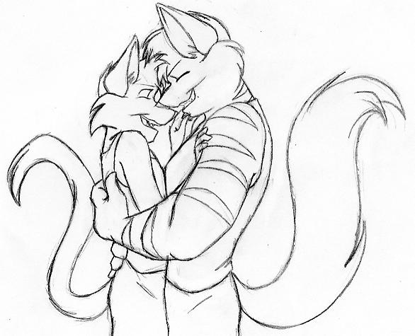 monochrome muscles nuzzling obvious_affection pencils size_difference sketc...