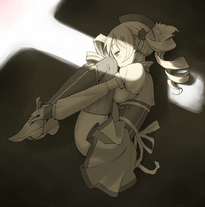 Anime girl curled up