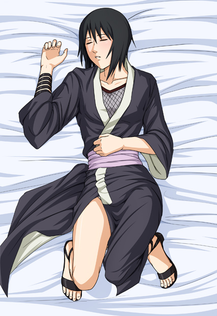 eyes_closed feet fishnets from_above japanese_clothes lying naruto on_back shizune...