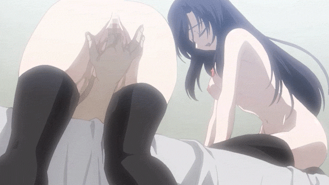 0verflow 1boy 2girls animated animated_gif ass bed bent_over black_hair bla...