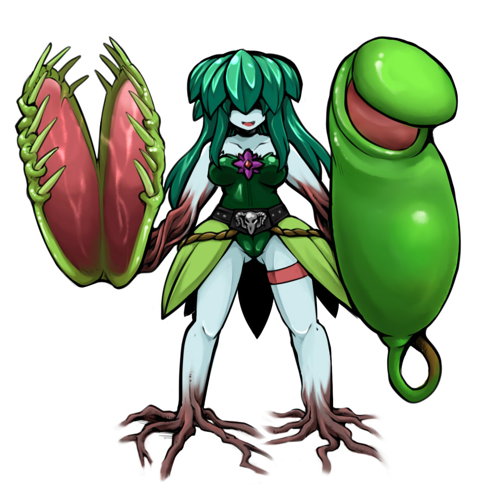 The Big ImageBoard (TBIB) - flower green hair monster girl open mouth pitch...