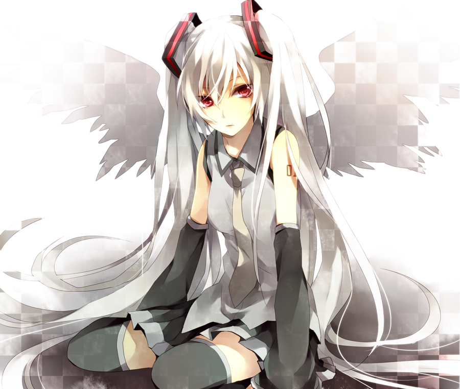 Anime girl with black and white hair