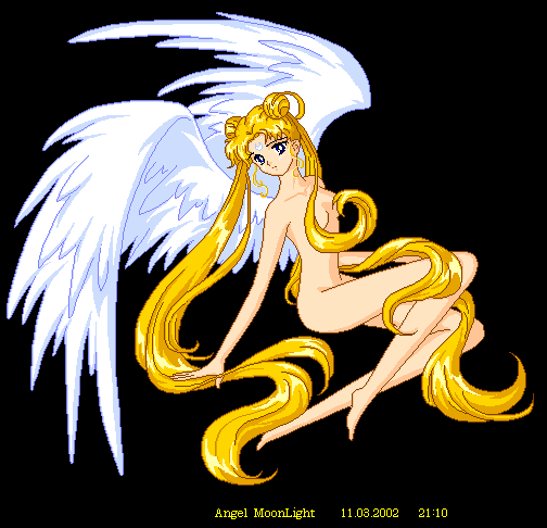 angel angel_wings bishoujo_senshi_sailor_moon blonde_hair facial_mark foreh...