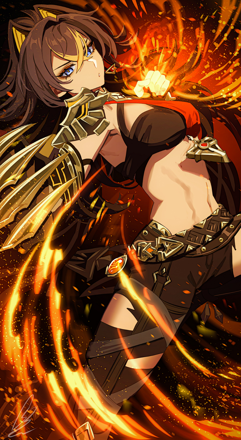The Big ImageBoard (TBIB) - 1girl arm armor asymmetrical clothes belt ...
