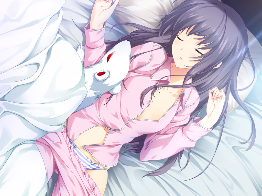Anime girl sleeping on couch