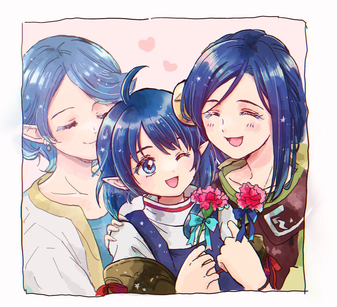 The Big ImageBoard (TBIB) - 3girls ahoge blue eyes blue hair closed ...