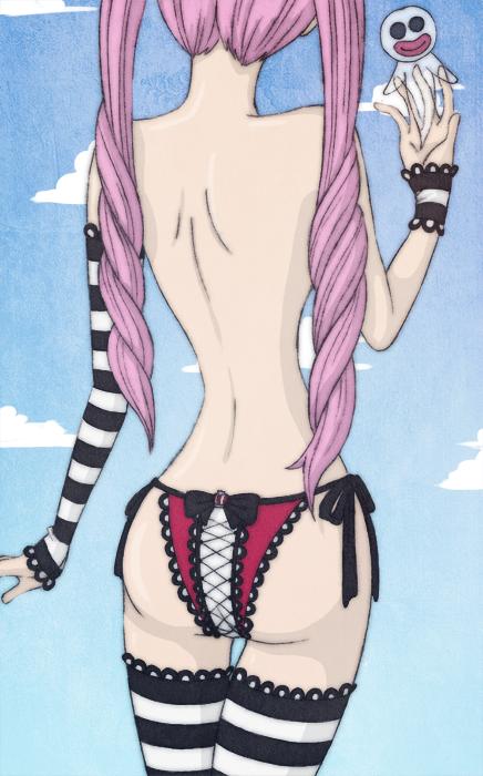 fishnet_panties ghost gloves head_out_of_frame one_piece panties perona pin...