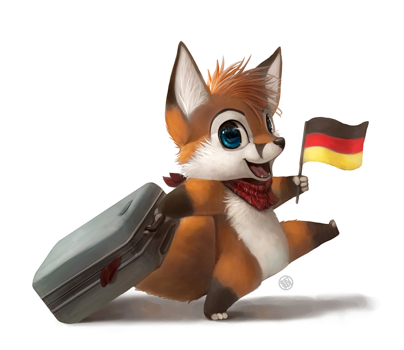 blue_eyes canine cute flag fox german_flag germany mammal nude plain_backgr...