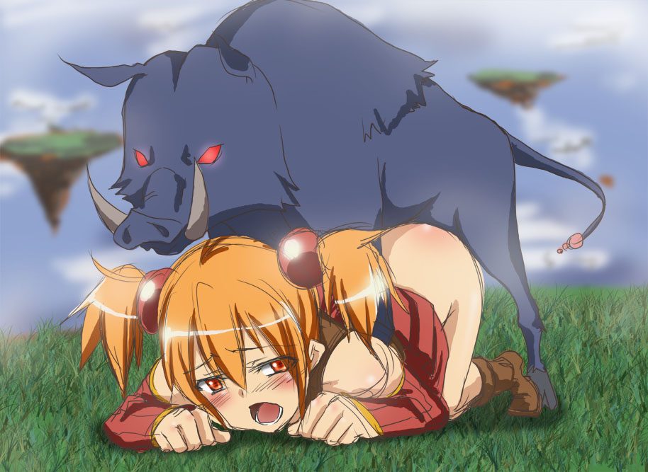 ...keiko_ayano male mammal mounted porcine red_eyes red_hair sex straight s...
