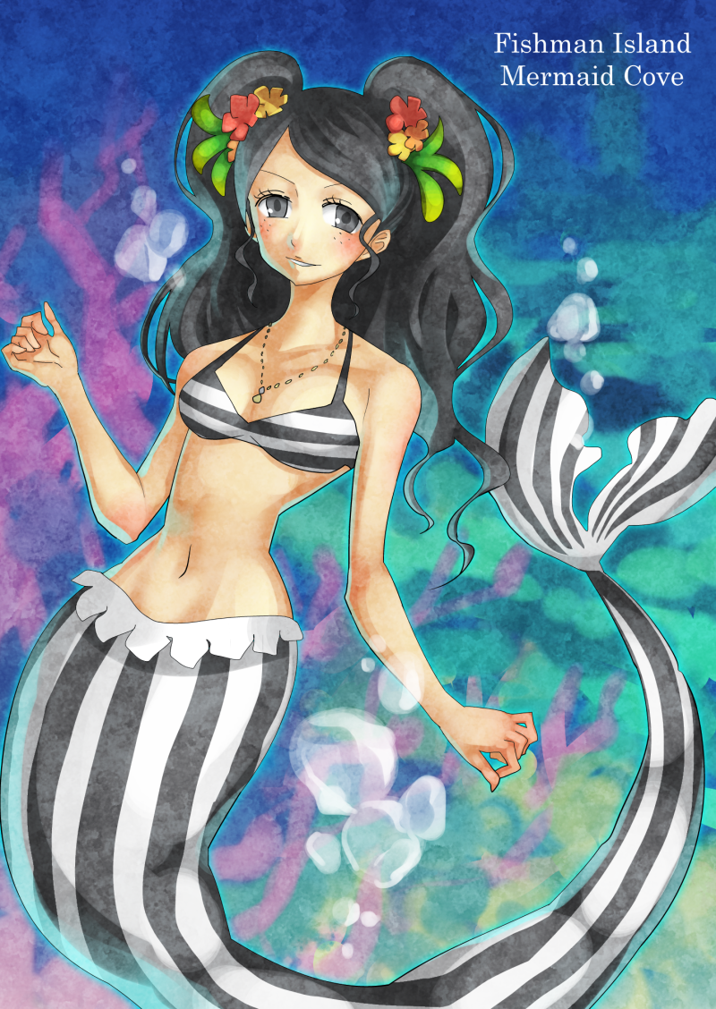 black_hair fishman_island flower ishilly jewelry kugata1 long_hair mermaid ...