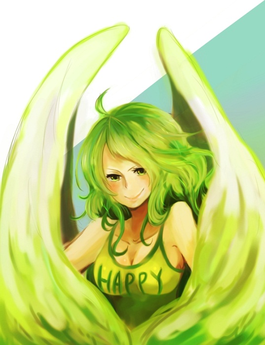 feathers green_hair harpy large_breasts long_hair monet(one_piece) monster_...