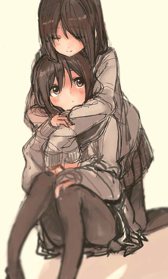 Anime girls hugging tumblr