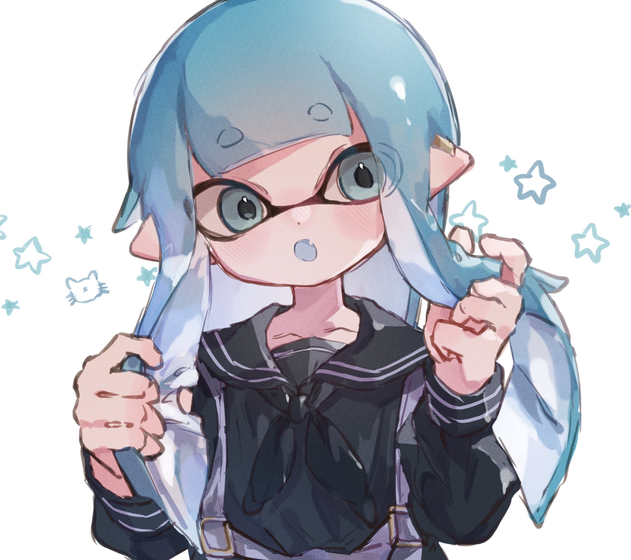 The Big ImageBoard (TBIB) - 1girl :o blue hair collarbone commentary ...