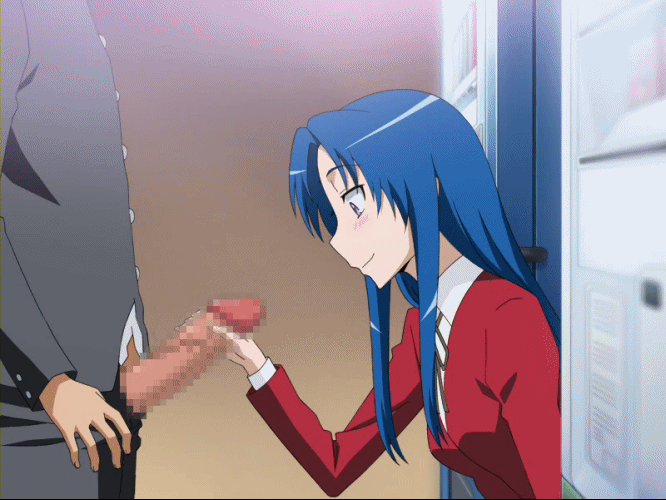 1girl 4:3 animated animated_gif approximated_aspect_ratio blue_hair breasts...