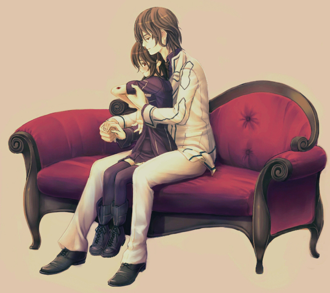 Anime couple sitting on lap