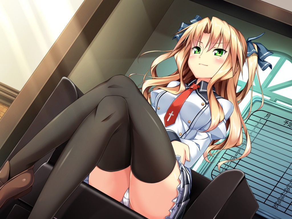 Anime girls in striped stockings