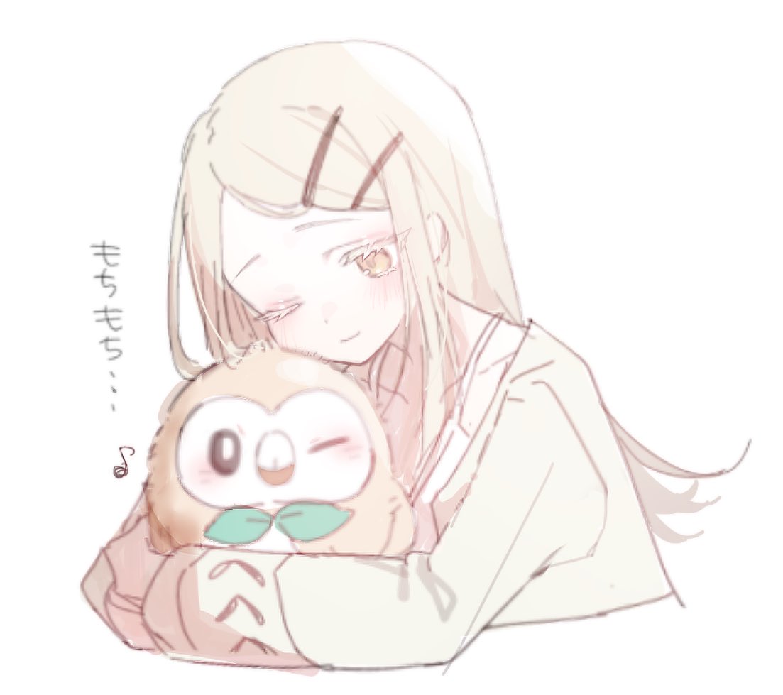 Pokemon Rowlet Robe The Big ImageBoard (TBIB) - 1girl animal hug blonde hair blush colored ...