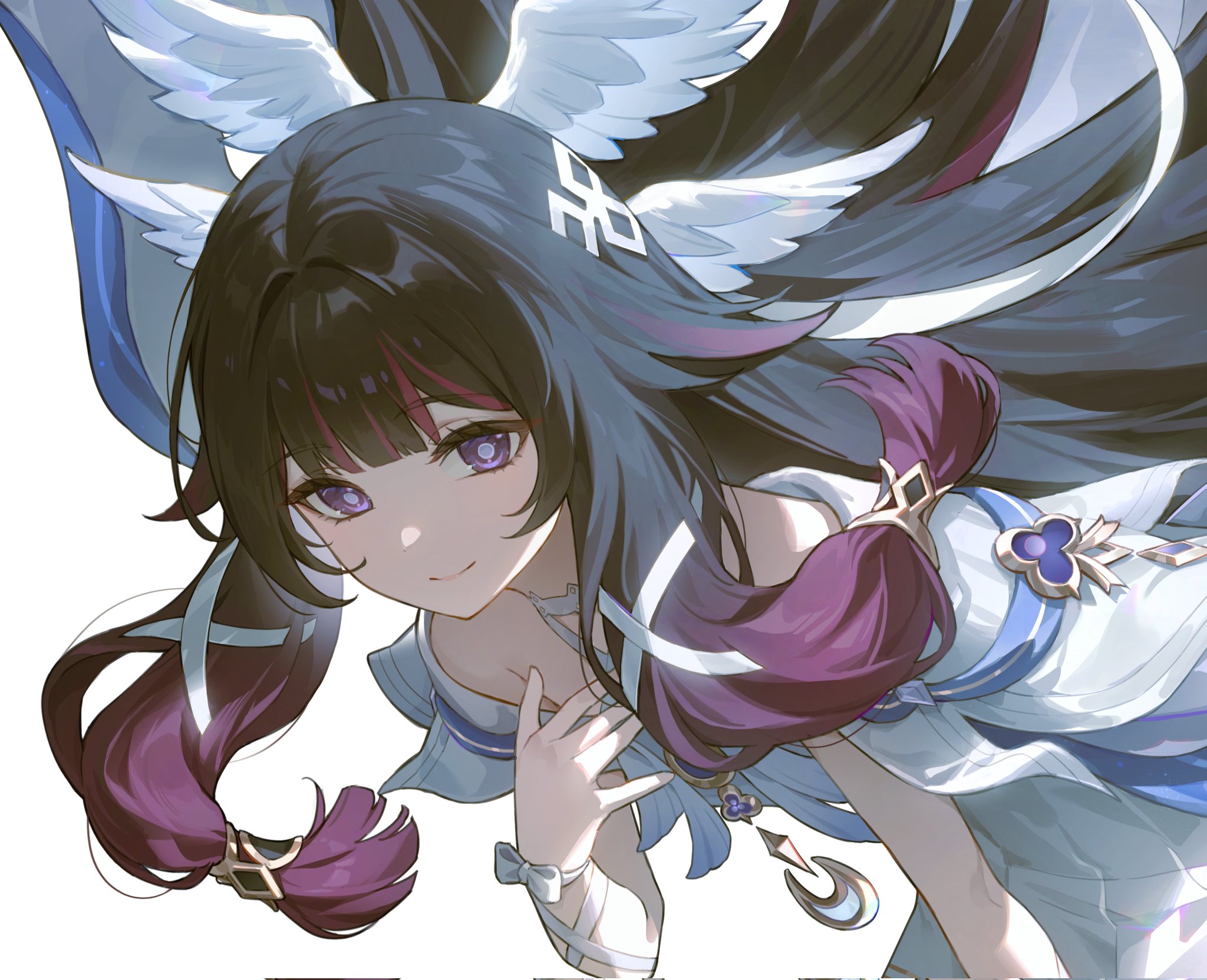 The Big ImageBoard (TBIB) - 1girl arm ribbon bare shoulders black hair ...