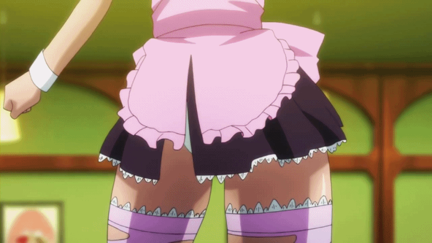 animated animated_gif apron blurry bow bow_panties clenched_hand