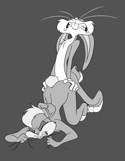 anthro ass_up bugs_bunny clenched_teeth duo eyes_closed female from_behind ...