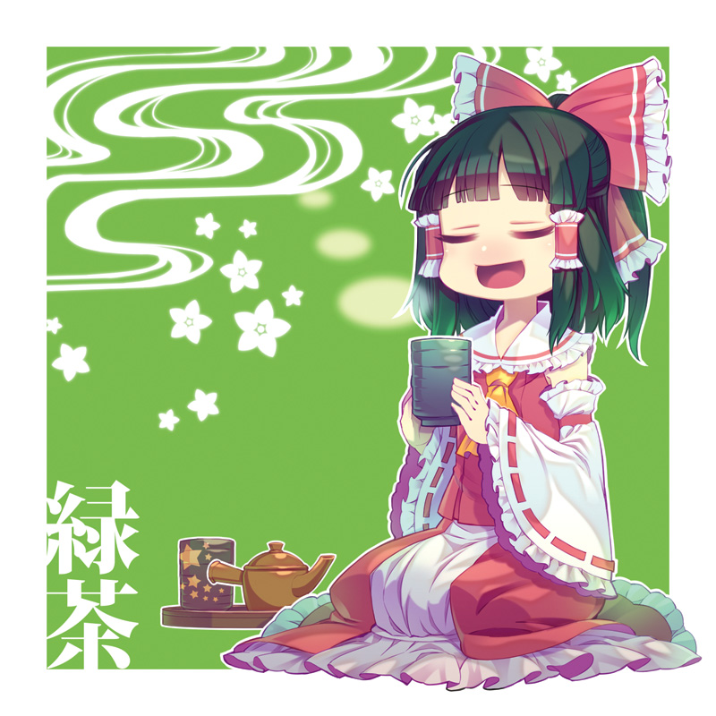 The Big ImageBoard (TBIB) ascot black hair bow closed eyes cup