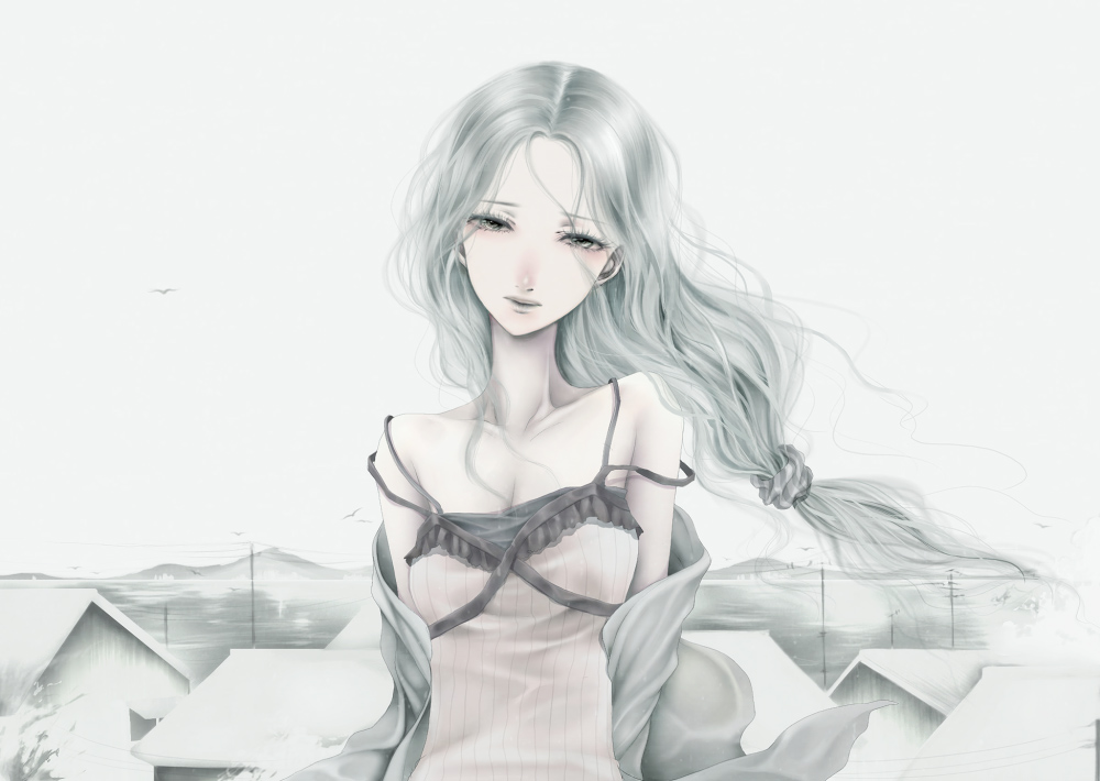 Anime girl with silver hair tumblr