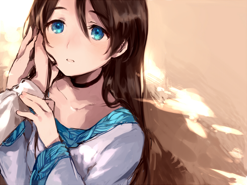 Anime girl with brown hair blue eyes